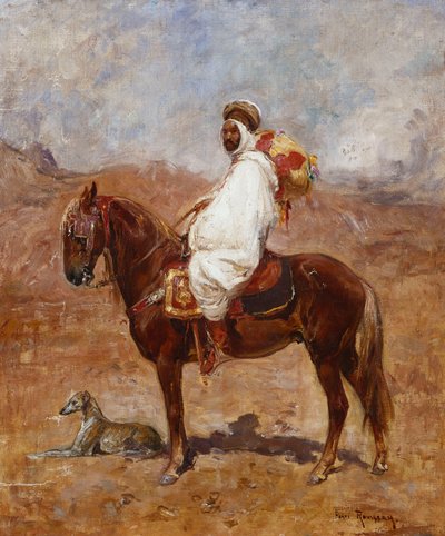 En araber på en hest i et ørkenlandskab af Henri Emilien Rousseau