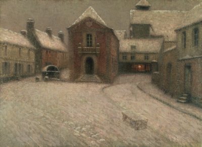 Gerberoy Under sneen (olie på lærred) af Henri Eugene Augustin Le Sidaner