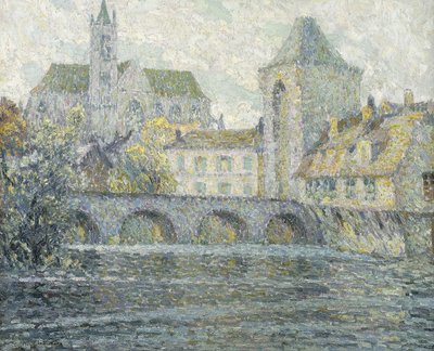 Moret Landskab, Broen; Paysage Moret, Le Pont af Henri Eugene Augustin Le Sidaner