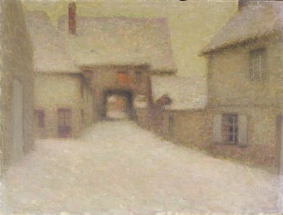 Snow, den gamle landsby, Gerberoy, 1902 af Henri Eugene Augustin Le Sidaner