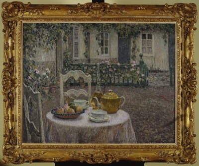 Den lyserøde dug af Henri Eugene Augustin Le Sidaner