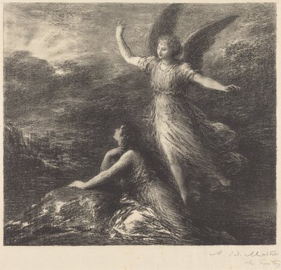 Debut fra "Paradis og peri" (2. planche) af Henri Fantin-Latour