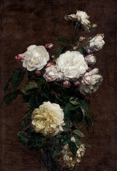 Hvide roser. Maleri af Henri Fantin-Latour (Fantin Latour af Henri Fantin-Latour