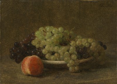Stilleben med druer og en fersken af Henri Fantin-Latour