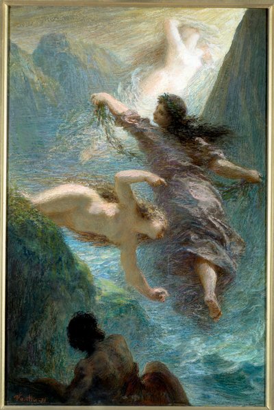 Rhinens piger. Pastel af Henri Fantin Latour (Fantin-Latour af Ignace Henri Jean Fantin Latour