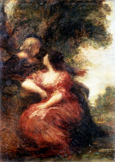 Troubadour og hans dame. Maleri af Henri Fantin-Latour (Henri Fantin Latour af Henri Fantin-Latour