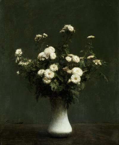 Vase med krysantemum af Henri Fantin-Latour