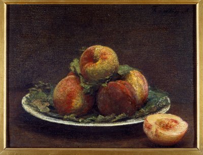 En tallerken med peches Maleri af Henri Fantin Latour (Fantin-Latour af Ignace Henri Jean Fantin Latour