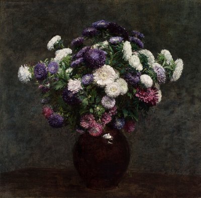 Asters i en vase af Ignace Henri Jean Fantin Latour