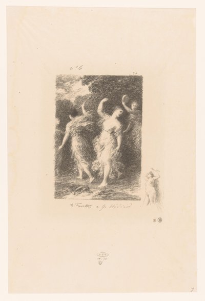 Bacchante danser og laver musik Bacchus Digte af André Chénier (serietitel) Illustrationer pour les Poésies d