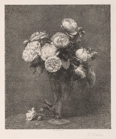 Buket roser af Ignace Henri Jean Fantin-Latour
