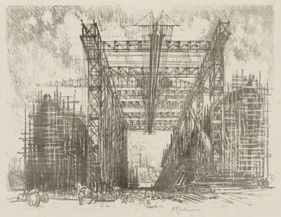 Engelsk War Work: The Gantry (A Merchant Shipyard) af Ignace Henri Jean Fantin Latour