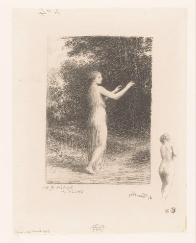 Maagd van Lycus vandrer i naturen Tiggeren Gedichten van André Chénier (serietitel) Illustrationer til André Chéniers digte (serietitel) af Ignace Henri Jean Fantin Latour