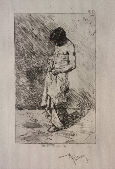 Mand søger efter lopper af Ignace Henri Jean Fantin Latour