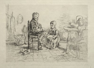 Skrælning af kartofler af Ignace Henri Jean Fantin-Latour