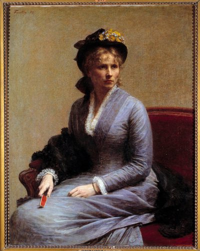 Portræt af Charlotte Dubourg (1850-1921) Hun er søster til kunstnerens kone. Maleri af Henri Fantin Latour (Fantin-Latour af Ignace Henri Jean Fantin Latour