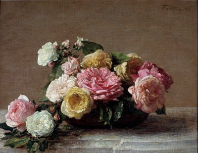 Roser i en kop maleri af Henri Fantin Latour (Fantin-Latour af Ignace Henri Jean Fantin Latour