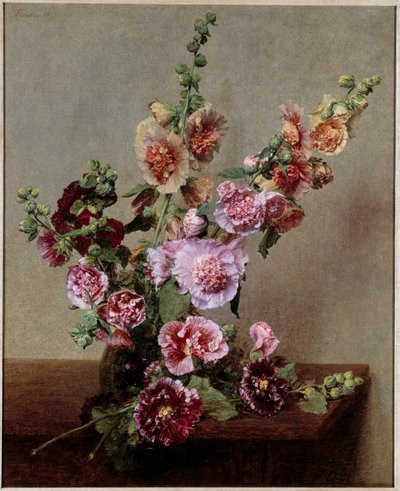 Roses tremieres Maleri af Henri Fantin Latour (Fantin-Latour af Ignace Henri Jean Fantin Latour