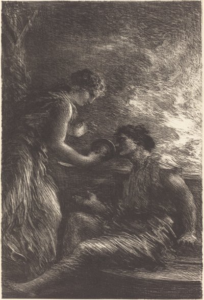 Sieglinde og Siegmund fra 1. akt af "Valkyrien" af Ignace Henri Jean Fantin Latour