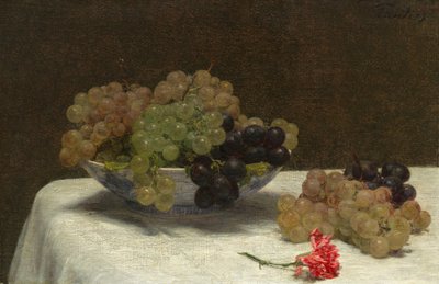 Stilleben med druer og en nellike af Ignace Henri Jean Fantin Latour