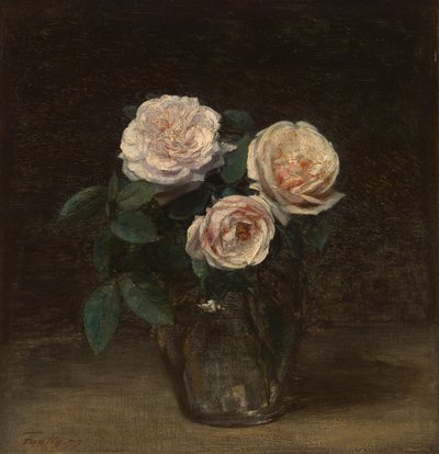 Stilleben med roser af Ignace Henri Jean Fantin Latour