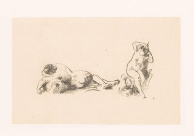 Studieark med to nøgne kvinder af Ignace Henri Jean Fantin Latour