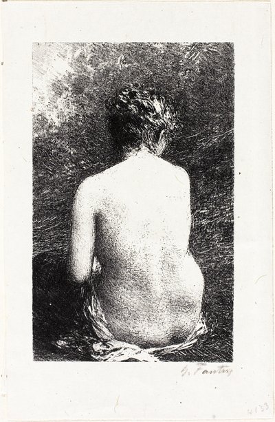 Studie af siddende kvinde, set bagfra af Ignace Henri Jean Fantin Latour
