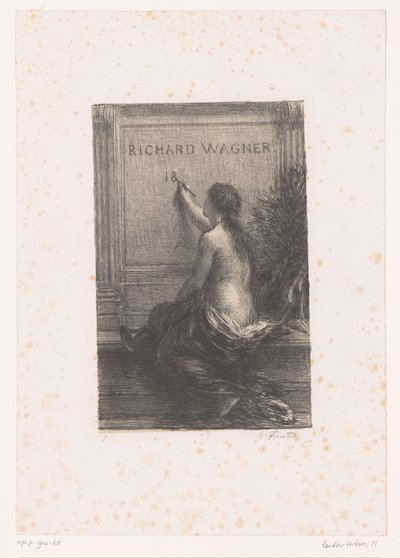 Titeltryk for: Richard Wagner, sa vie et ses œuvres Richard Wagner (titel på objekt) Udødelighed Richard Wagners liv og værker (serietitel) af Ignace Henri Jean Fantin Latour