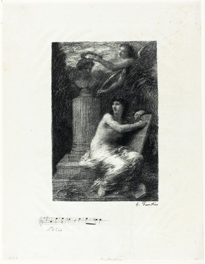 Til Berlioz, lille tallerken af Ignace Henri Jean Fantin Latour