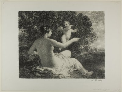 Venus og Amor, stor tallerken af Ignace Henri Jean Fantin Latour