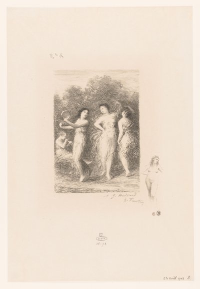Fire unge kvinder danser og laver musik Le jeune malade Digte af André Chénier (serietitel) Illustrationer pour les Poésies d