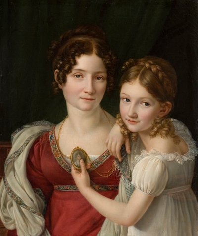 Portræt af en mor med sin datter, 1816-1822. af Henri Françoiss Riesener