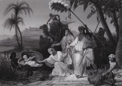 Fundet af Moses (gravering) af Henri Frederic (after) Schopin