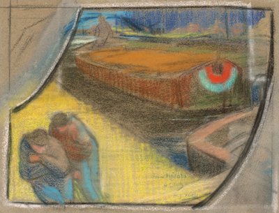 Mænd, der bugserer en pram [Studie for Boubourouche] af Henri Gabriel Ibels