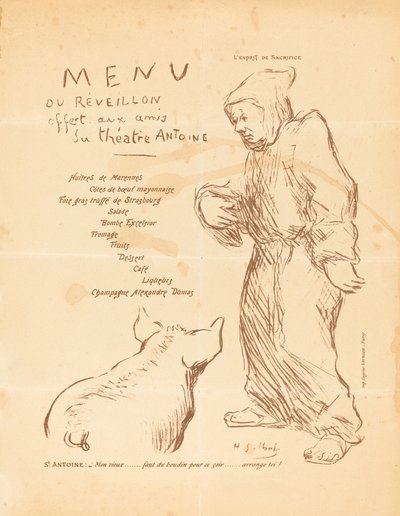 Nytårsaften menu tilbudt til venner af Antoine Theatre af Henri Gabriel Ibels