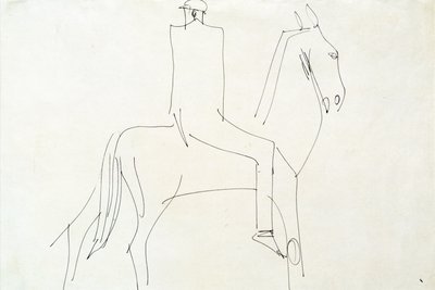 Rytter i Rotton Row, 1913 (pen og blæk på papir) af Henri Gaudier-Brzeska