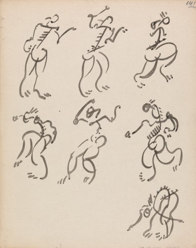 Syv dansende figurer, i tre registre af Henri Gaudier Brzeska