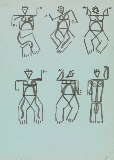 Seks studier af dansende figurer af Henri Gaudier Brzeska