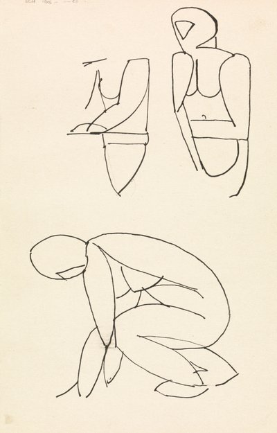 Tre figurstudier af Henri Gaudier-Brzeska