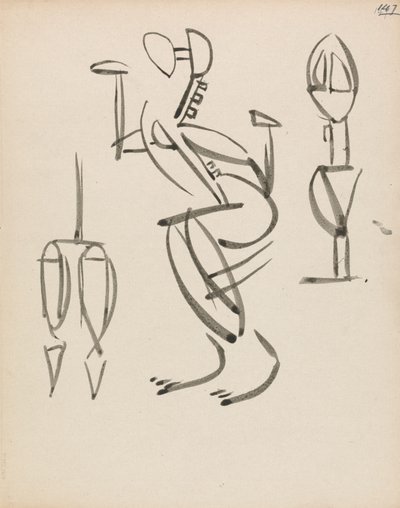 Tre figurstudier af Henri Gaudier Brzeska