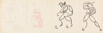 To dansende figurer og fem studier til en mor og barn-gruppering af Henri Gaudier-Brzeska