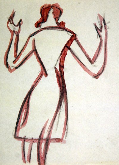 Kvinde bagud, arme løftet af Henri Gaudier-Brzeska