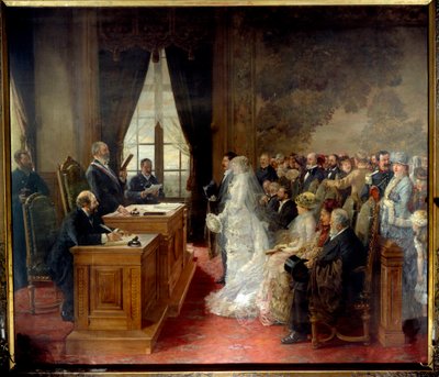 Mathurin Moreaus borgerlige vielse fandt sted i Paris Rådhus i 1881. Maleri af Henri Gervex (1852-1929) af Henri Gervex