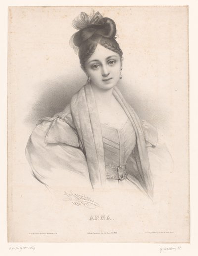 En van Anna Anna (titel på objekt) Dames met namen ifølge het alfabet (serietitel) Kvinders alfabet eller samling af femogtyve fantasyportrætter (serietitel) af Henri Grevedon