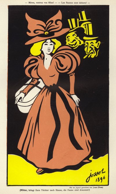 Mødre, kom med jeres døtre! Faunerne er ude! (farvelitografi) af Henri Gustave Jossot
