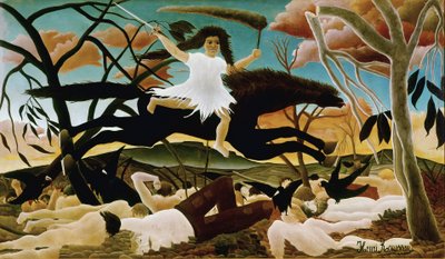 The War or the Riding of Discord Maleri af Henri Rousseau dit le Douanier Rousseau (1844-1910). 1894. Søn 114x195 Paris, Musee d