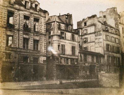 Udsigt over Parisian Street med udsigt mod Hotel de Ville, ca. 1851 (kalotypefoto) af Henri Jean-Louis Le Secq
