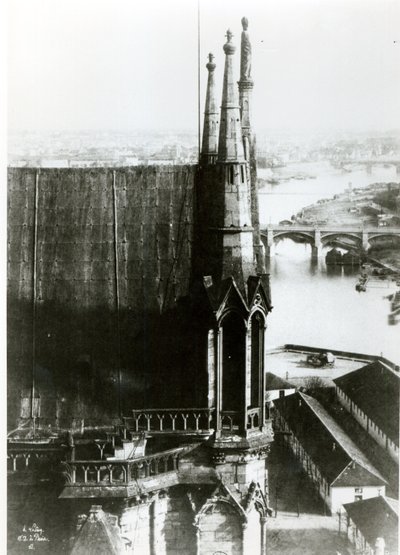 Udsigt over katedralen Notre-Dame i Paris og floden Seinen, c.1853 af Henri Jean-Louis Le Secq