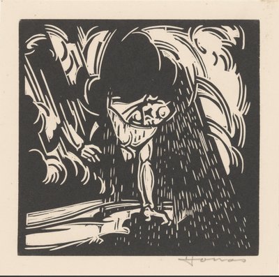 Personificering af regnen over et landskab af Henri Jonas (signed by artist)