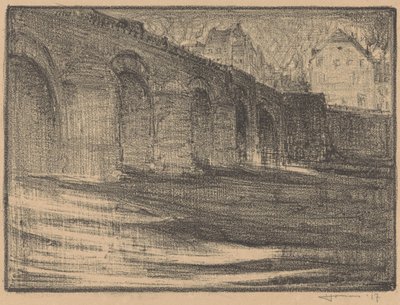 St Servaas-broen over Maas i Maastricht af Henri Jonas (signed by artist)